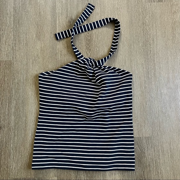 Jones New York Signature Striped Halter Top - Picture 1 of 7
